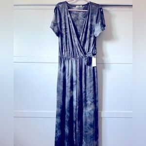 Peachy Girl Gray Tie-Dye wide Leg Jumpsuit